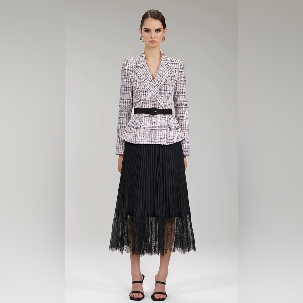 Self-Portrait Boucle Tailored Midi Dress Multi